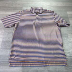 Turtleson Polo Shirt Mens Large Blue Stripe Golf Tour Performance Stretch Jersey